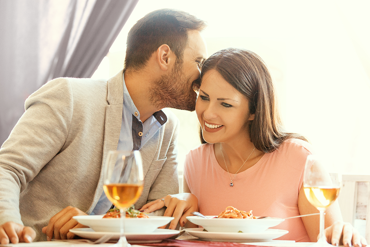 A couple enjoying date night at a restaurant